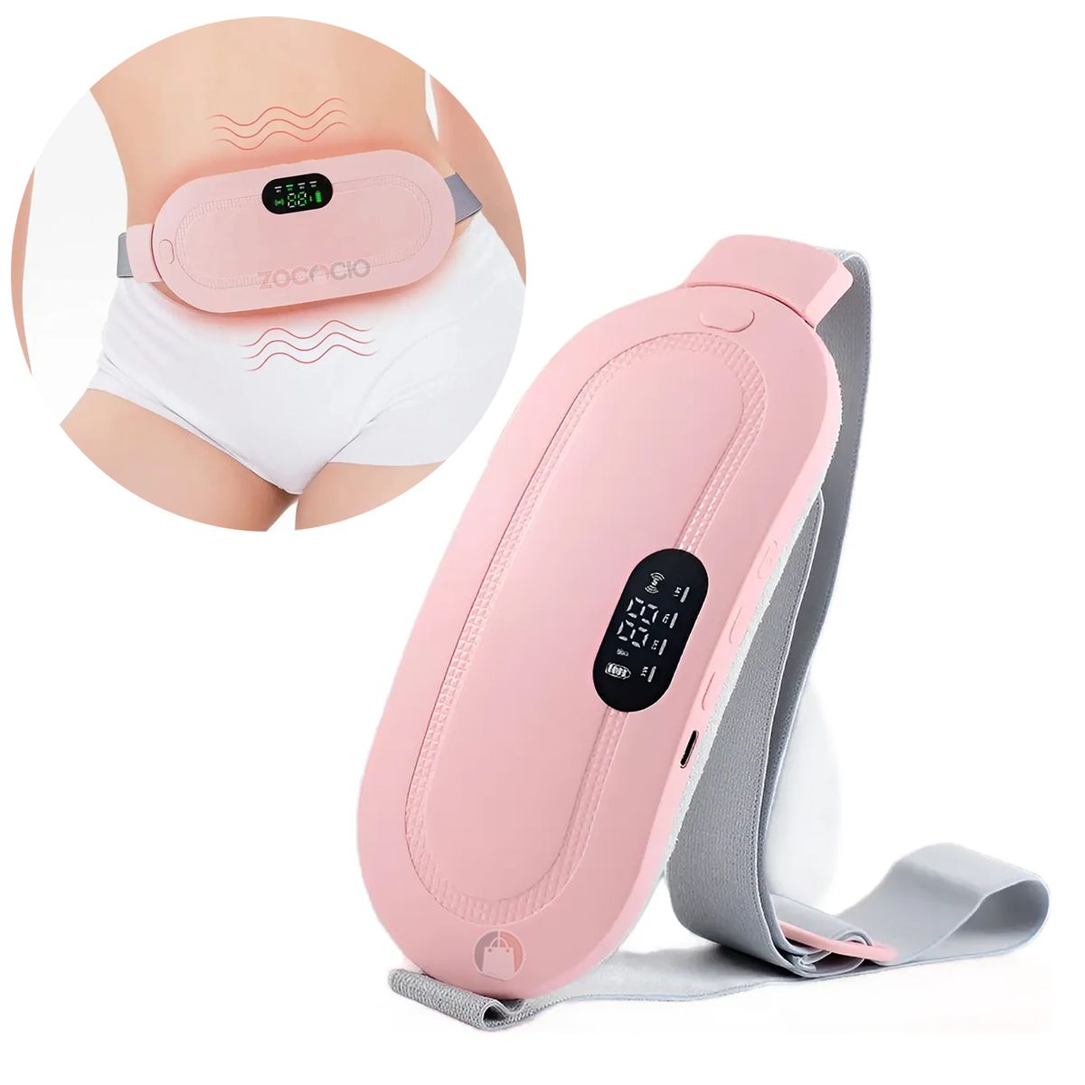 ZOCOCIO - Masajeador Cinturón Menstrual Cólicos Vibrador Y Calefactor