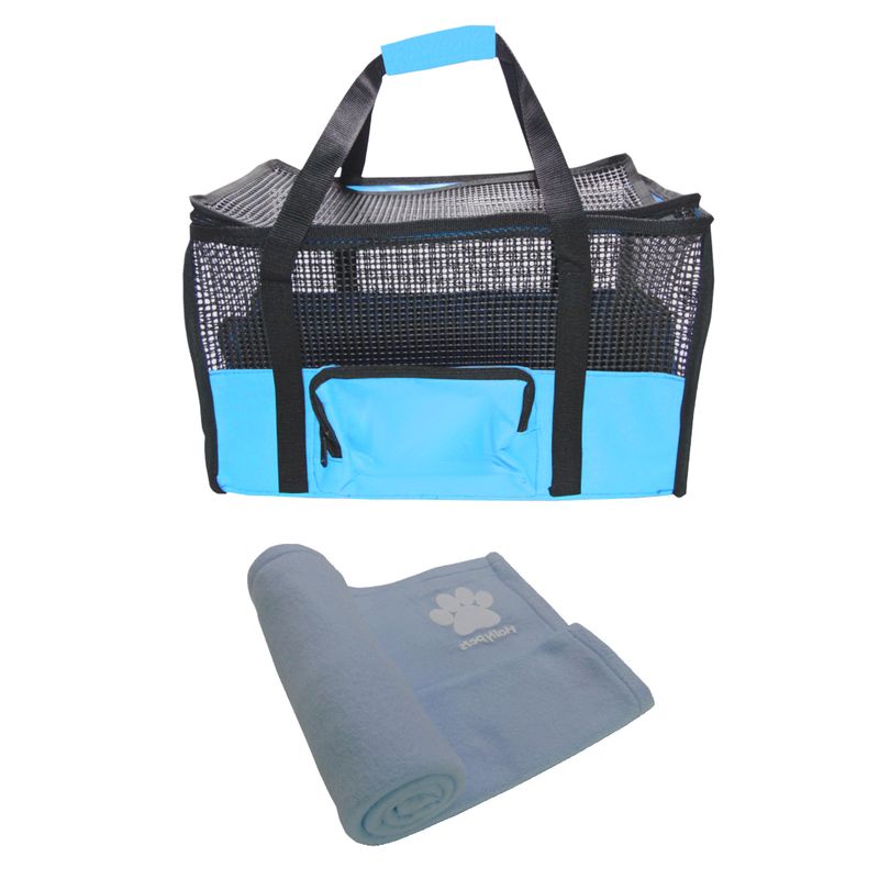 HALLY PET - Maletin Cargador Cabina + Cobija Grande Celeste
