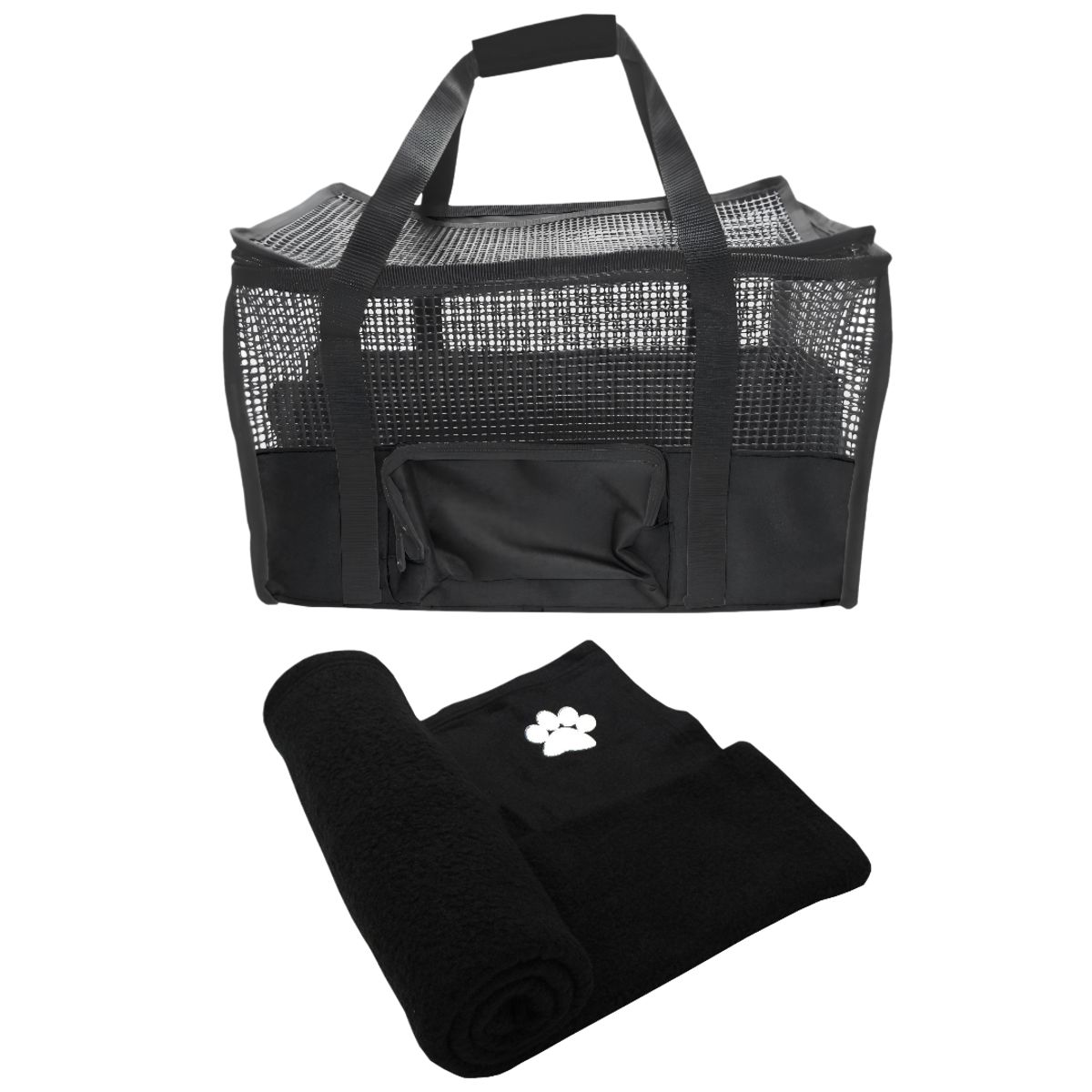 HALLY PET - Maletin Cargador Cabina + Cobija Grande Negro