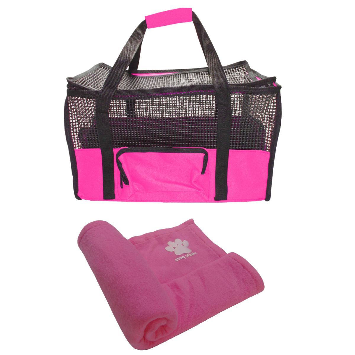 HALLY PET - Maletin Cargador Cabina + Cobija Grande Rosado