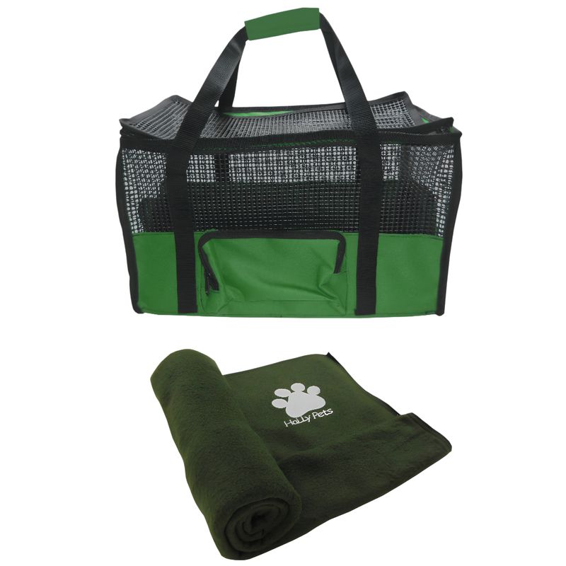 HALLY PET - Maletin Cargador Cabina + Cobija Grande Verde