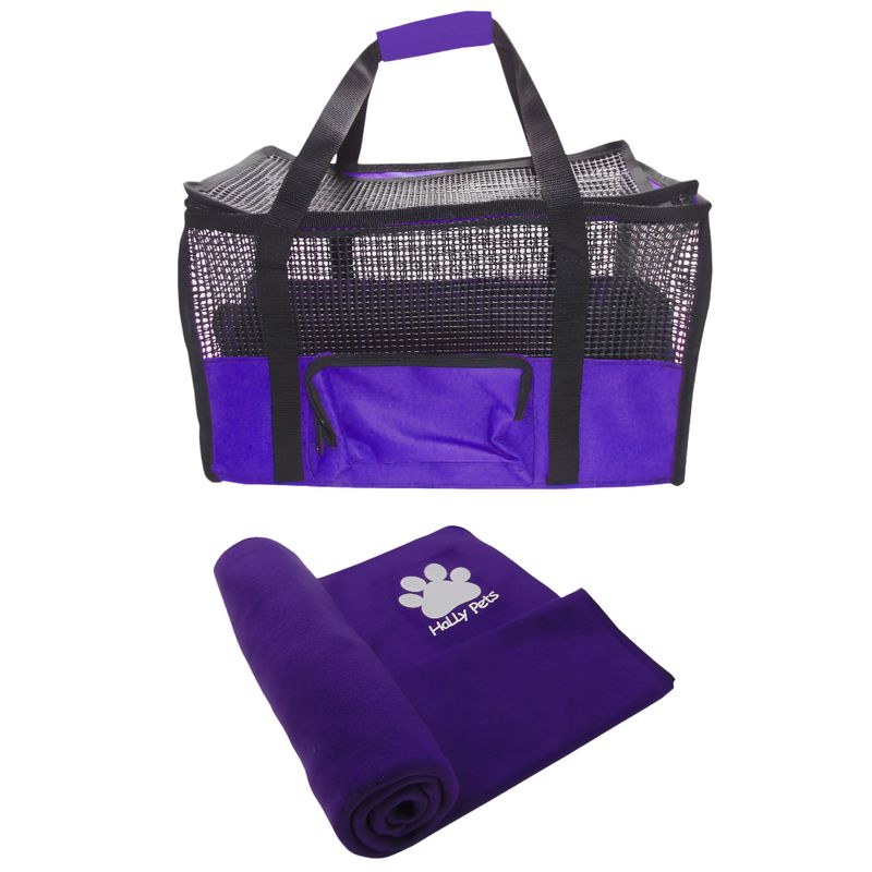 HALLY PET - Maletin Cargador Cabina + Cobija Grande Morado