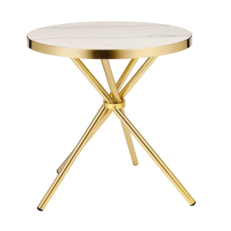MOBLIHOUSE - Mesa Auxiliar Redonda Luxury Blanca 70x70 Cm Estilo Europeo