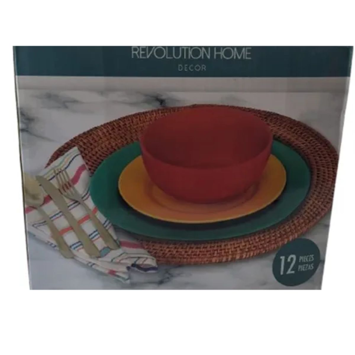 REVOLUTION - Juego De Vajilla 12 Piezas Para Mezclar Y Combinar