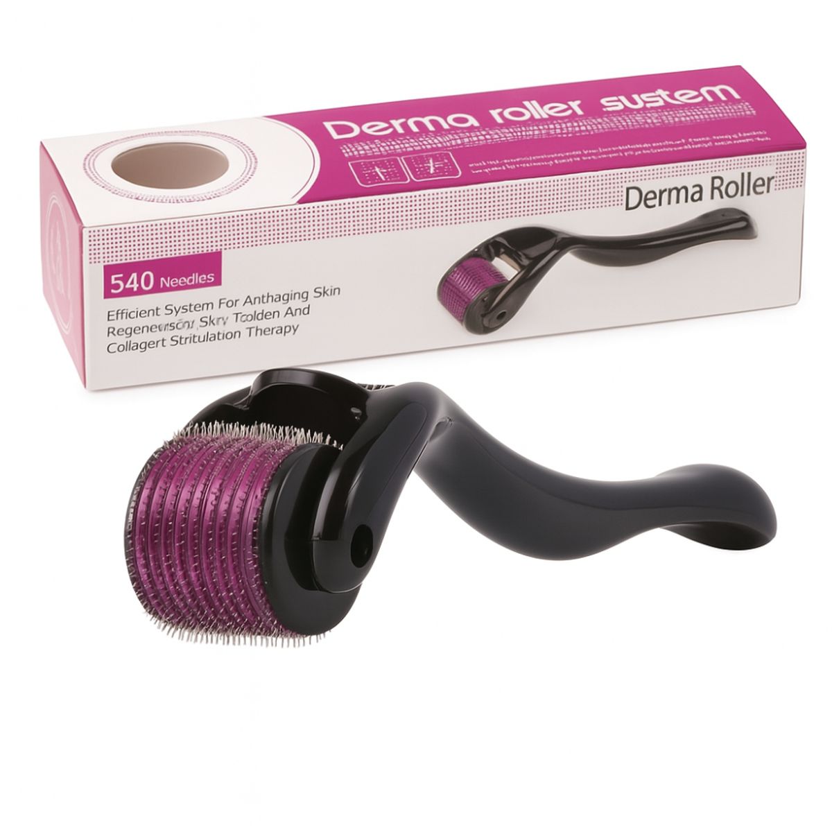 TECNOHOGAR JS - Derma Roller Facial 0.5mm 540 Agujas Acero Antiedad y Cicatrices