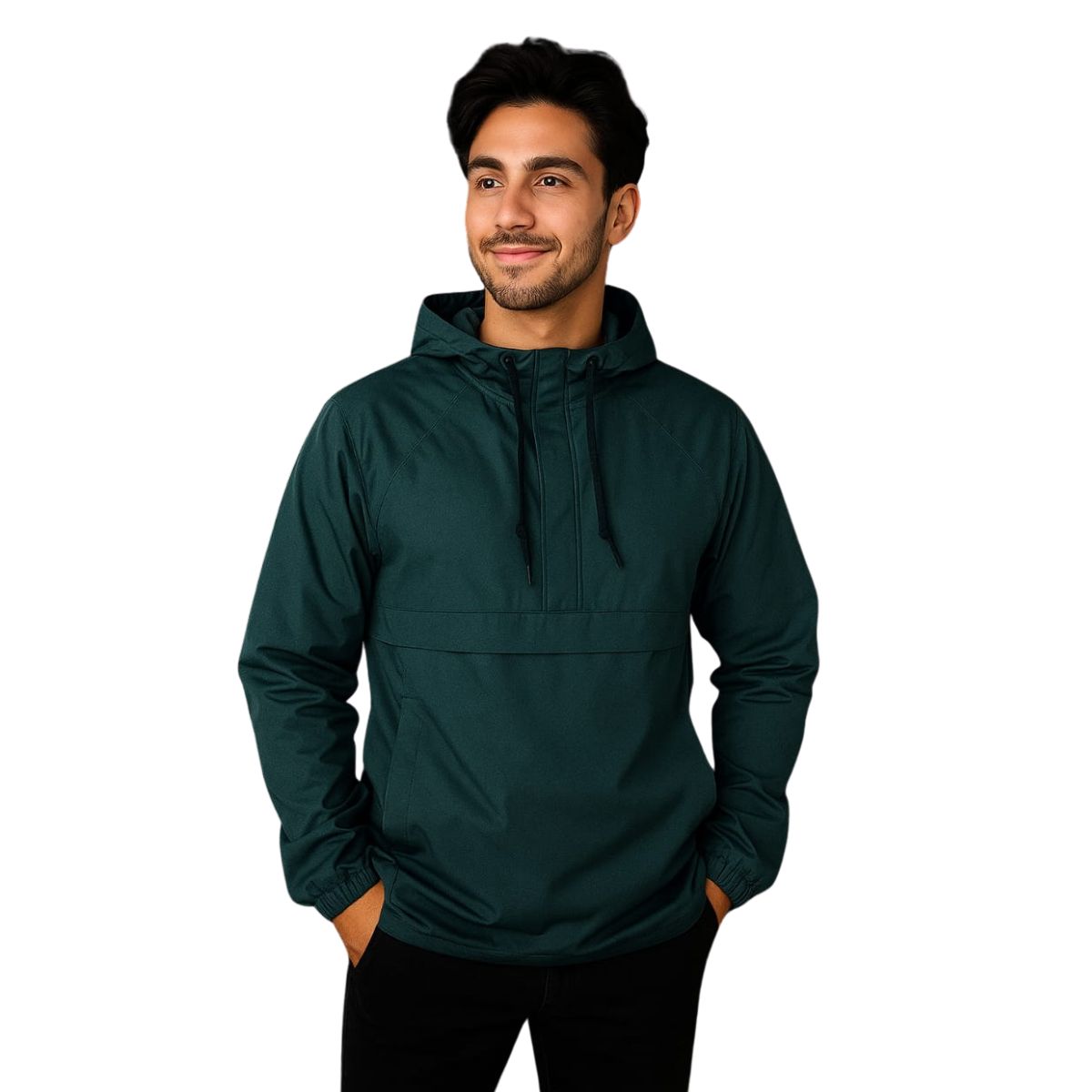 CO TRENDS - Chaqueta Rompevientos Tipo Canguro Azul Petroleo