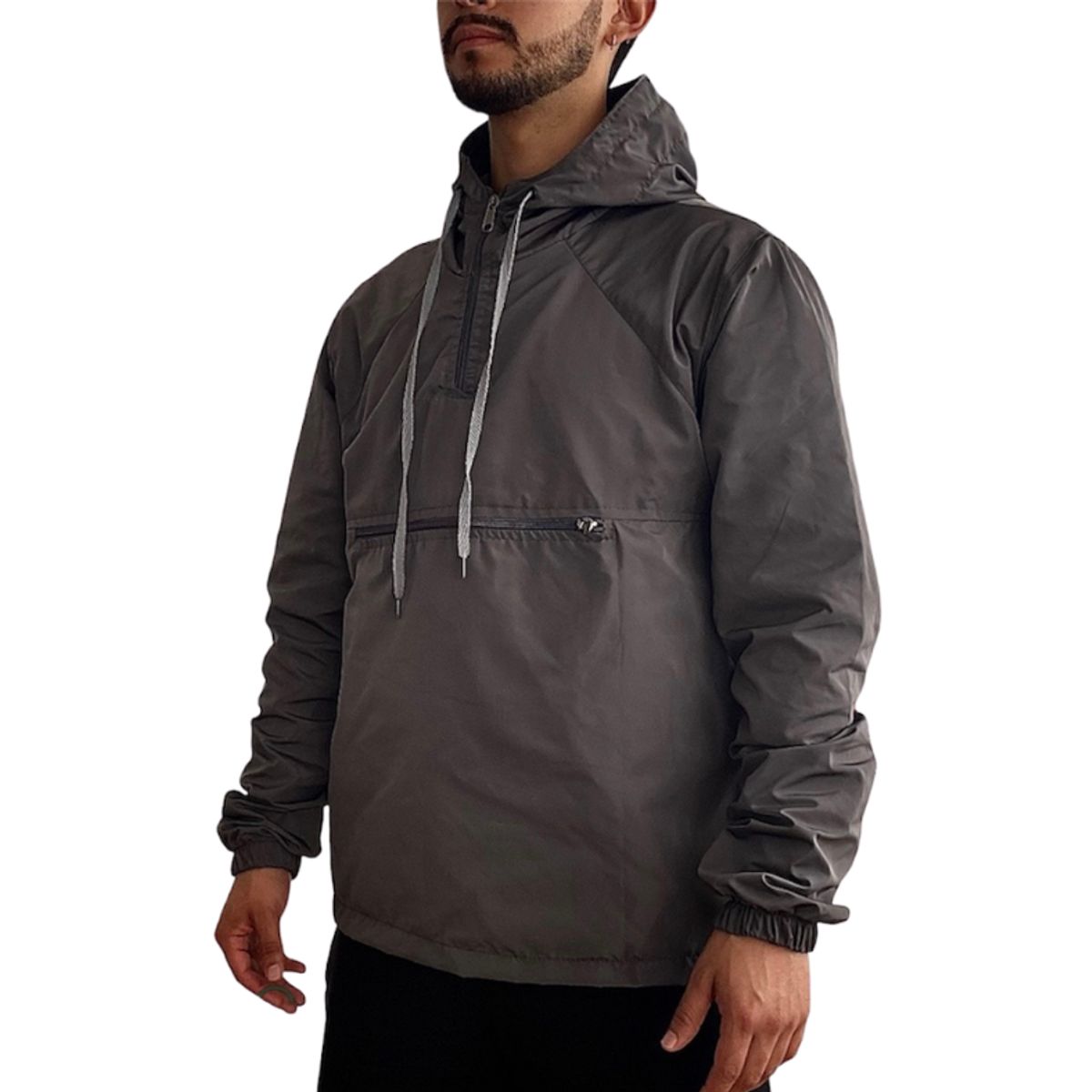 CO TRENDS - Chaqueta Rompevientos Tipo Canguro Gris Oscuro