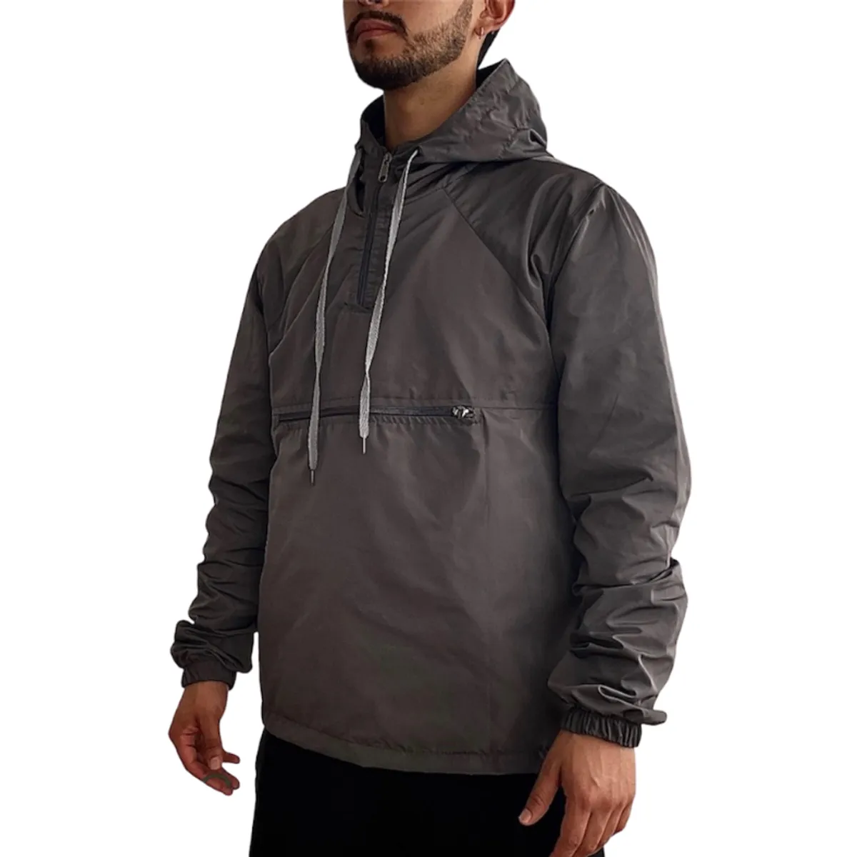 CO TRENDS - Chaqueta Rompevientos Tipo Canguro Gris Oscuro