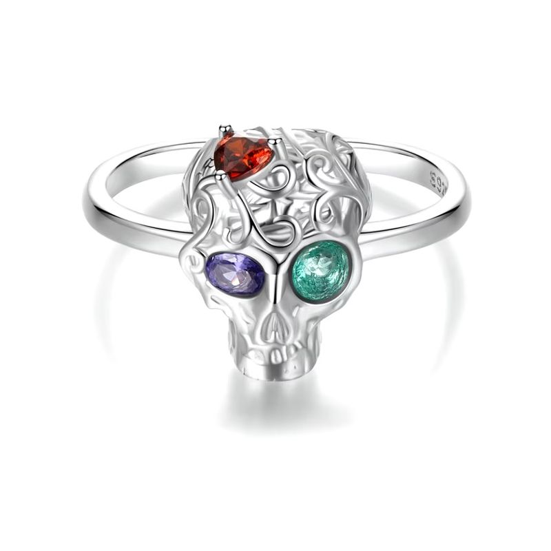 ALHAJAS - Anillo Alhajas Ajustable Para Mujer Calavera Fabricado En Plata 925