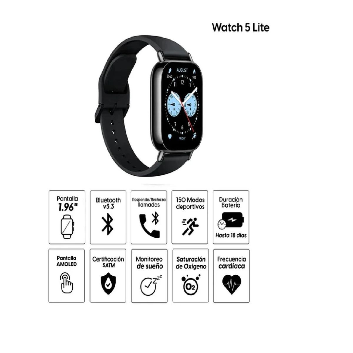XIAOMI - RELOJ INTELIGENTE REDMI WATCH 5 LITE NEGRO