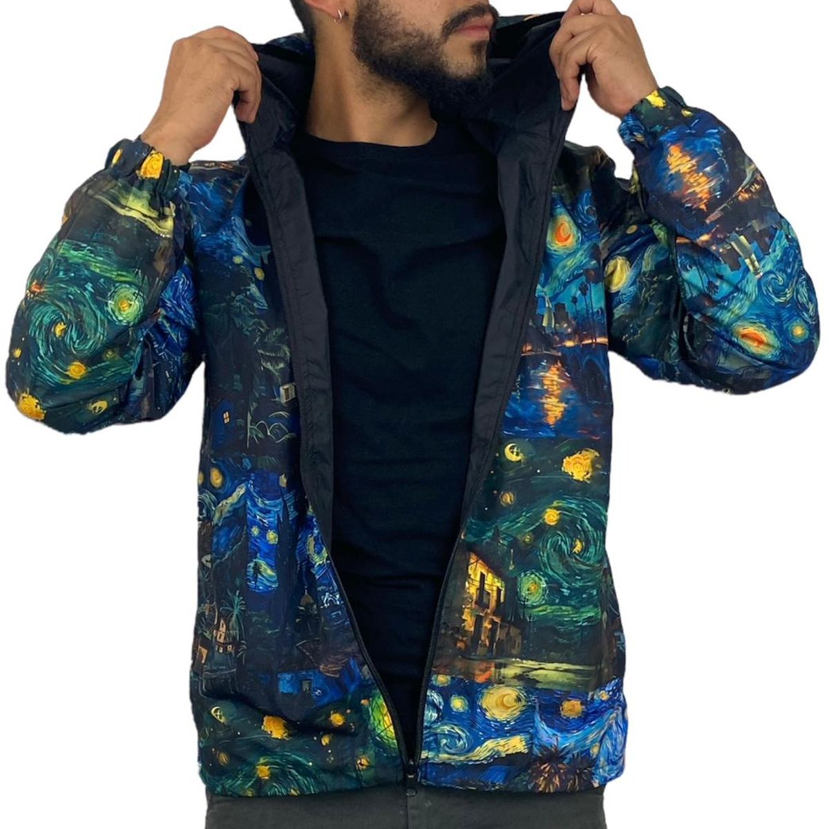 CO TRENDS - Chaqueta Doble Face Van Gogh Impermeable Diseño Exclusivo
