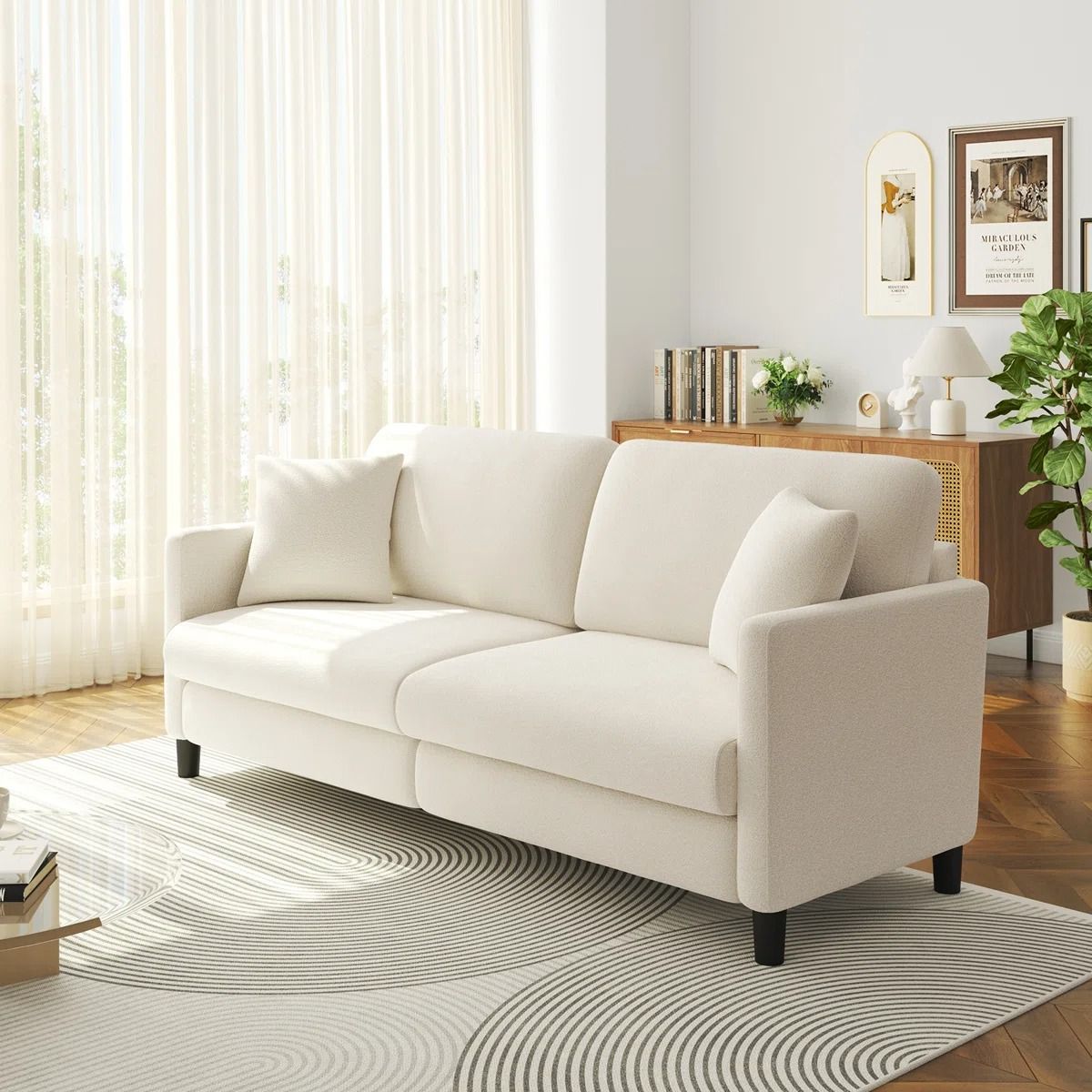 GENERICO - Sofá Pequeño Para Habitación o Dormitorio Moderno Tapizado Tela Ovejera