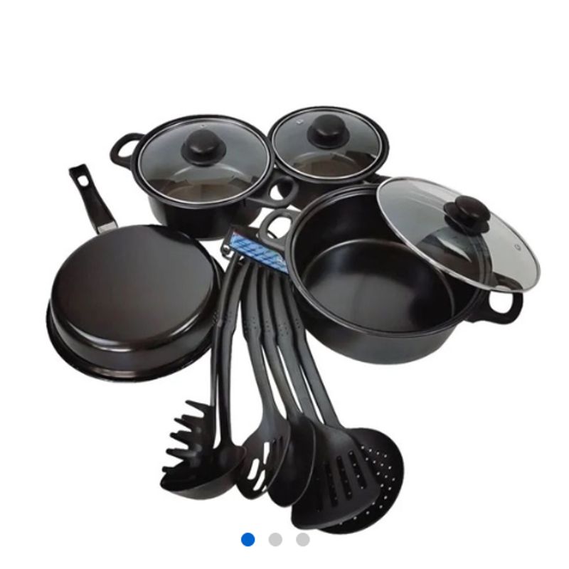 GENERICO - SET DE OLLAS COCINA NEGRO 13PCS