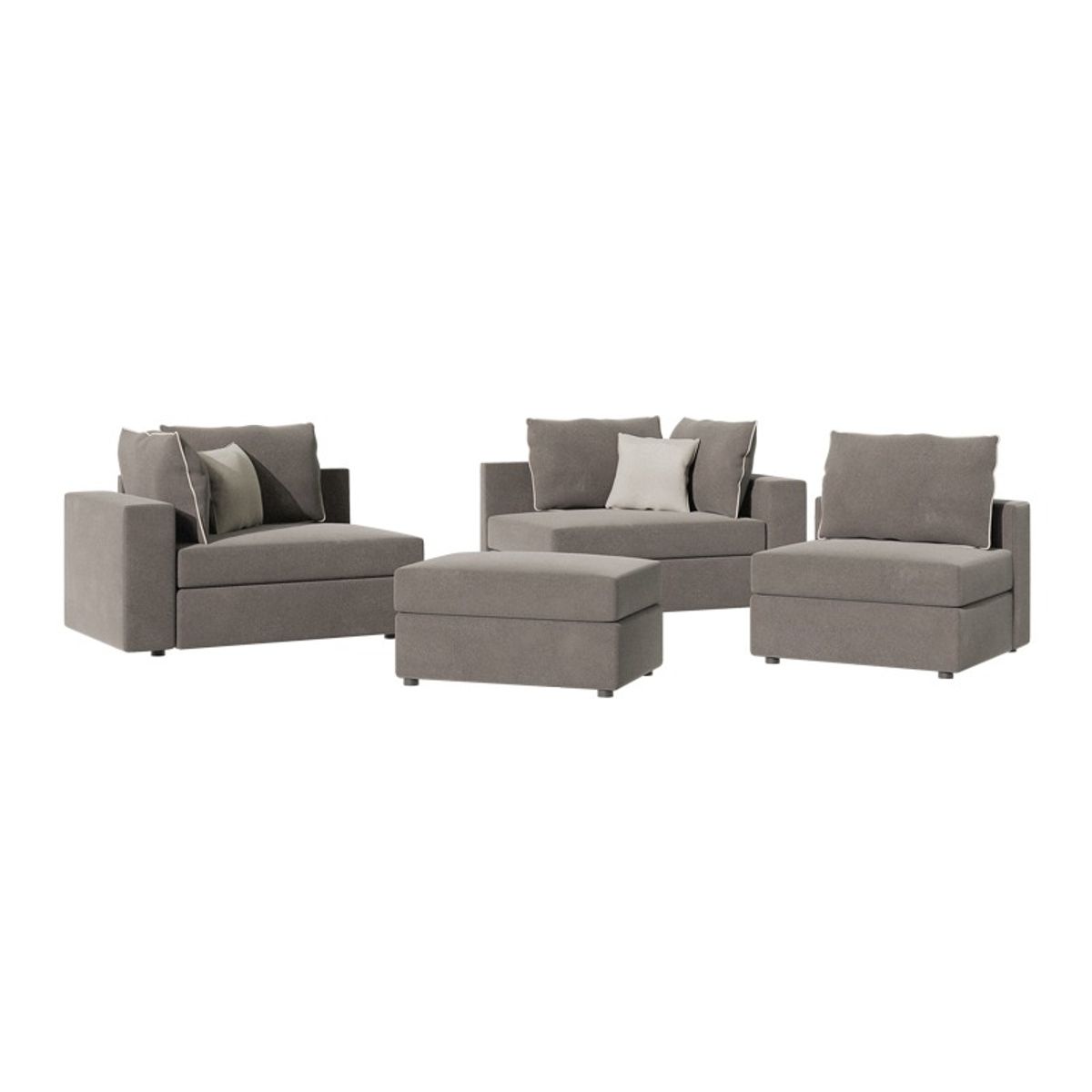 GENERICO - Juego de Sala Modular London  200 x 180 x 70 cm Tela Lino Gris