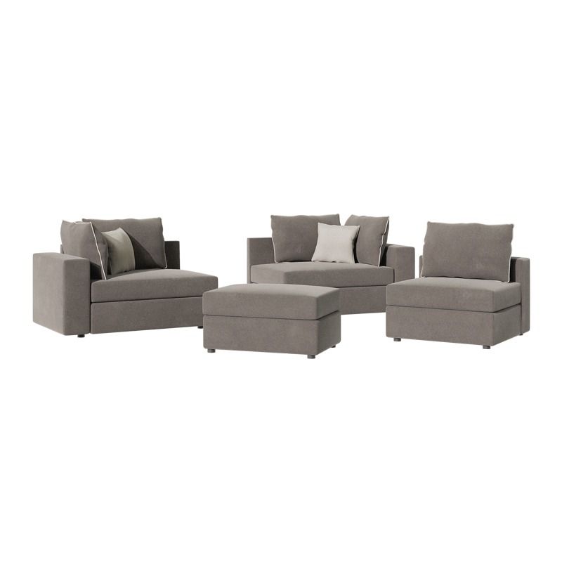GENERICO - Juego de Sala Modular London  200 x 180 x 70 cm Tela Lino Gris