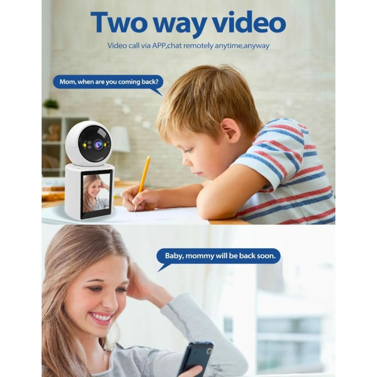 AMERICAN GENERICS - Cámara IP con Pantalla y Videollamada  App V360  Comunicación en Tiempo Real