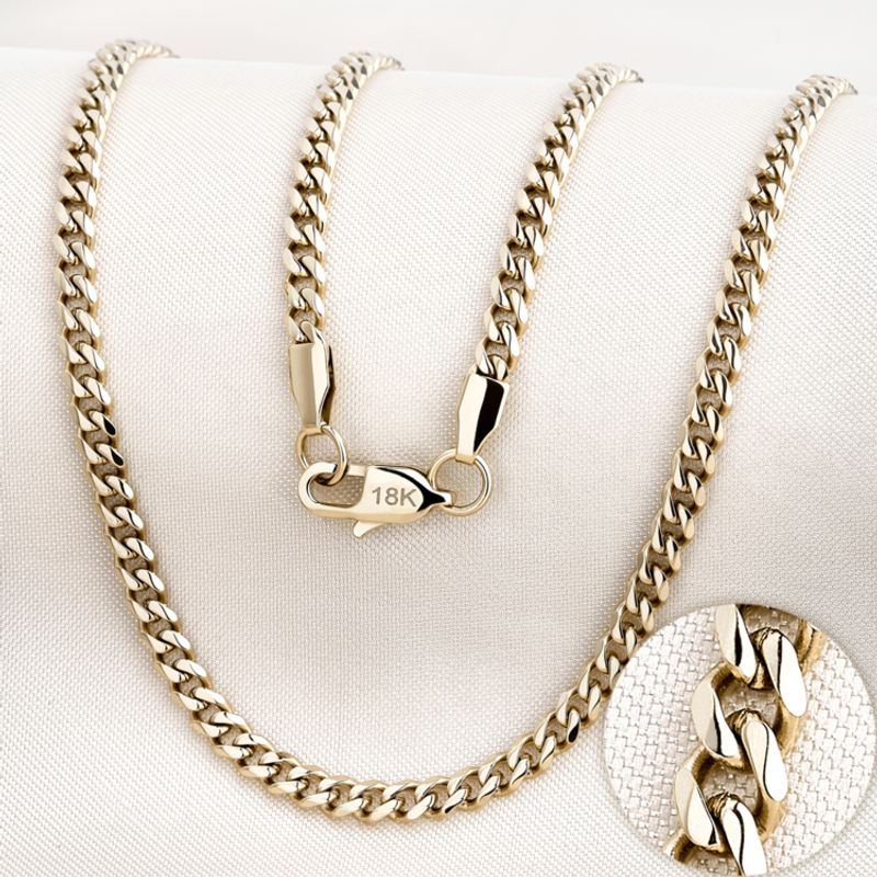GLEAM GOLD - Cadena Unisex 18K Oro Laminado Tejido Cubano 4 MM 65CM Premium