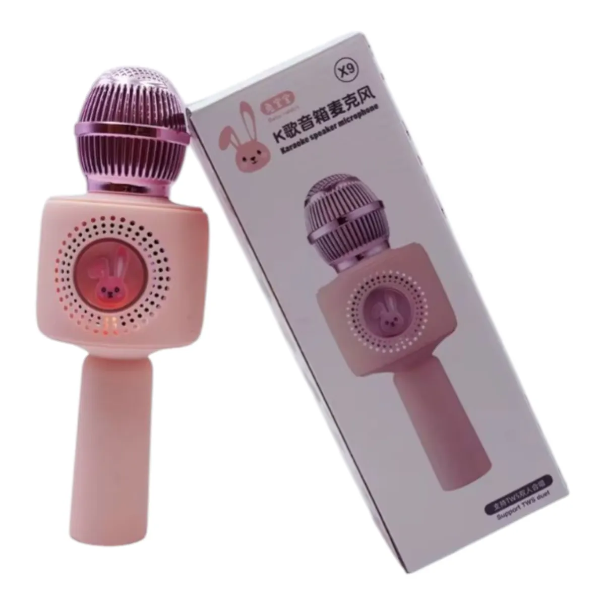 GENERICO - Microfono Karaoke X9 Usb Con Efectos De Voz Conejo Rosa