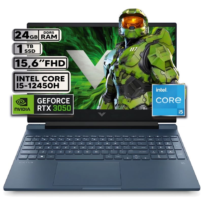 HP - PORTÁTIL GAMER HP VICTUS INTEL CORE I5-12450H 24GB RAM 1TB SSD RTX 3050 4GB 15,6 FHD WINDOWS 11