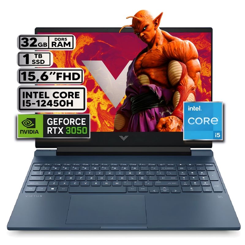 HP - PORTÁTIL GAMER HP VICTUS INTEL CORE I5-12450H 32GB RAM 1TB SSD RTX 3050 4GB 15,6 FHD WINDOWS 11