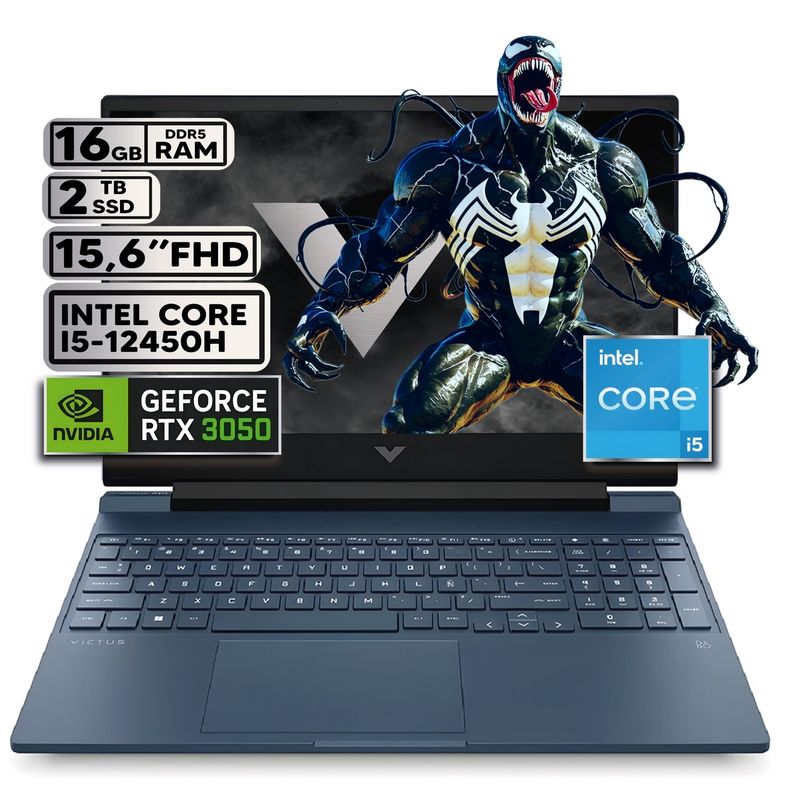 HP - PORTÁTIL GAMER HP VICTUS INTEL CORE I5-12450H 16GB RAM 2TB SSD RTX 3050 4GB 15,6 FHD WINDOWS 11