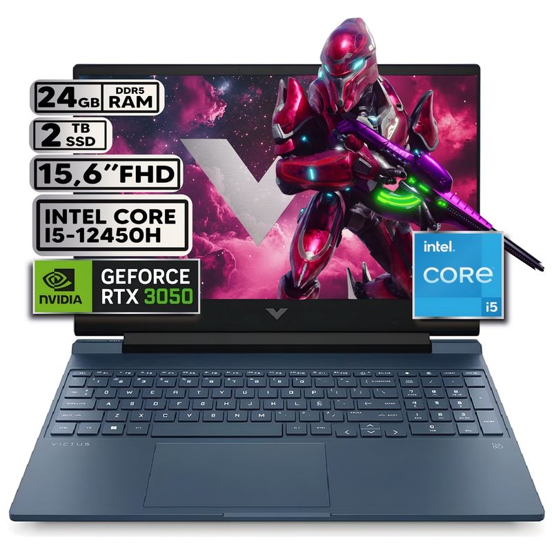 HP - PORTÁTIL GAMER HP VICTUS INTEL CORE I5-12450H 24GB RAM 2TB SSD RTX 3050 4GB 15,6 FHD WINDOWS 11