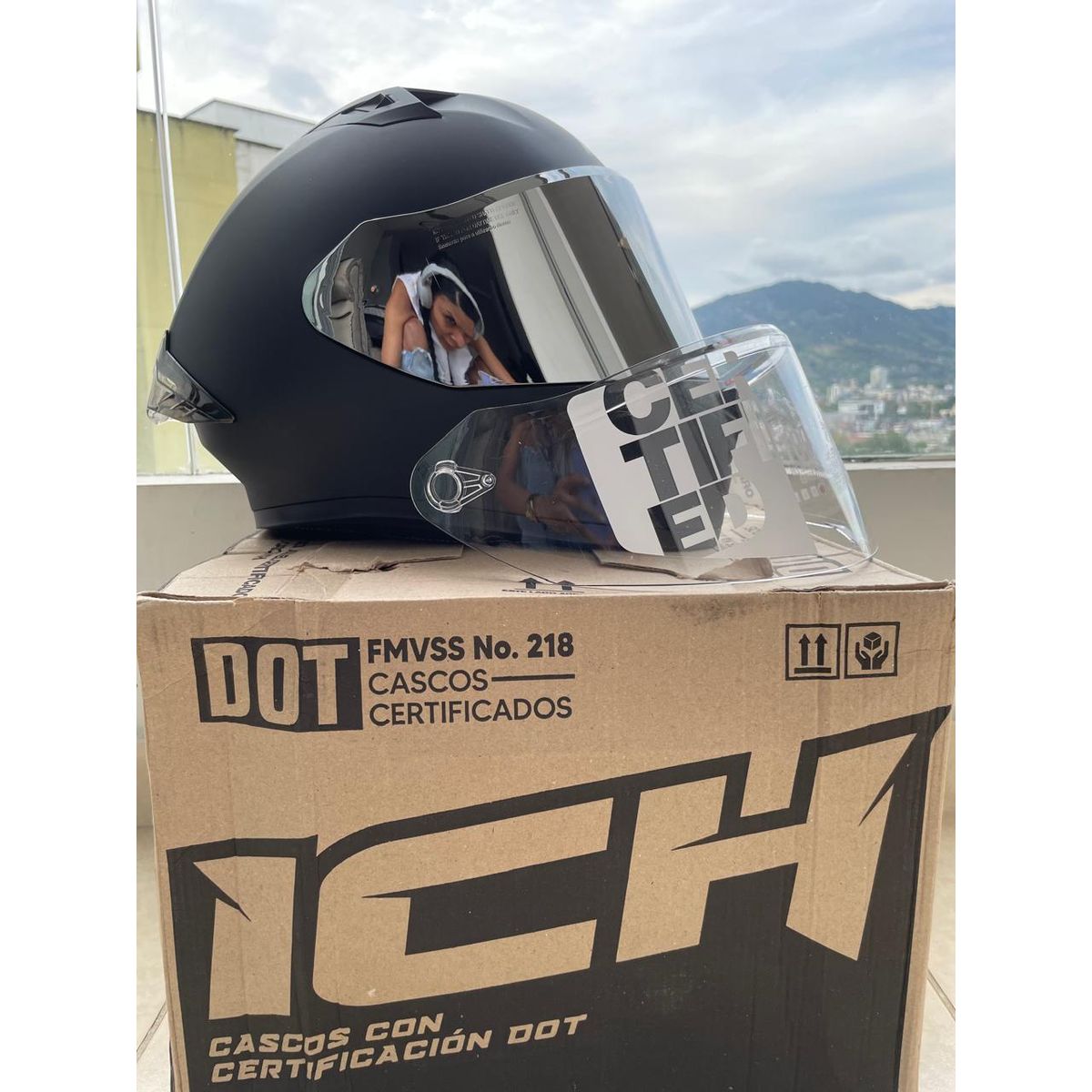ICH - CASCO ICH 503 PLATEADA Y TRANSPARENTE