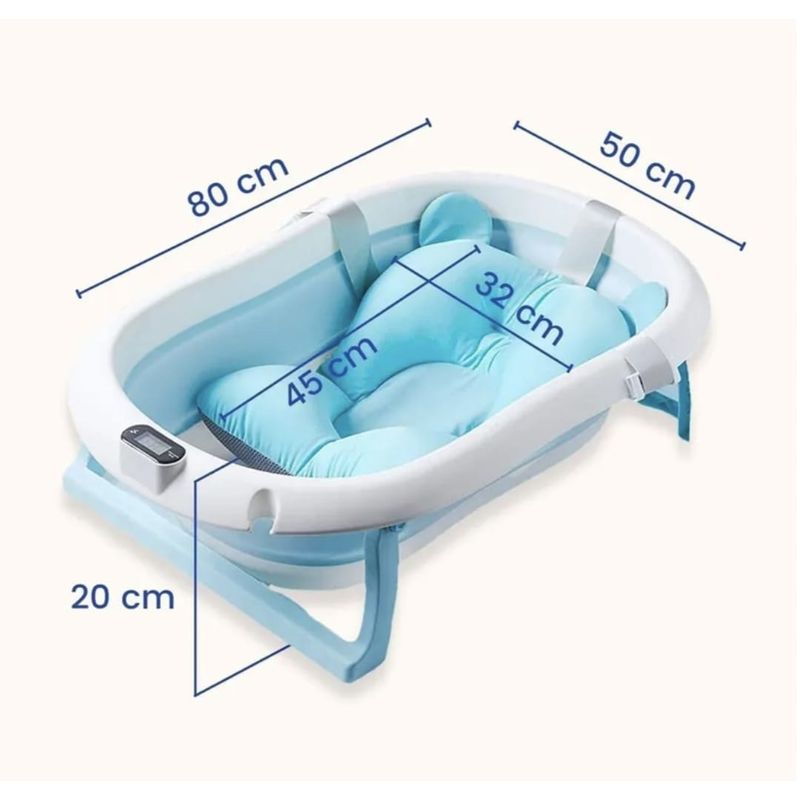 OEM - Bañera Tina Portatil Plegable Silicona cojín y termómetro