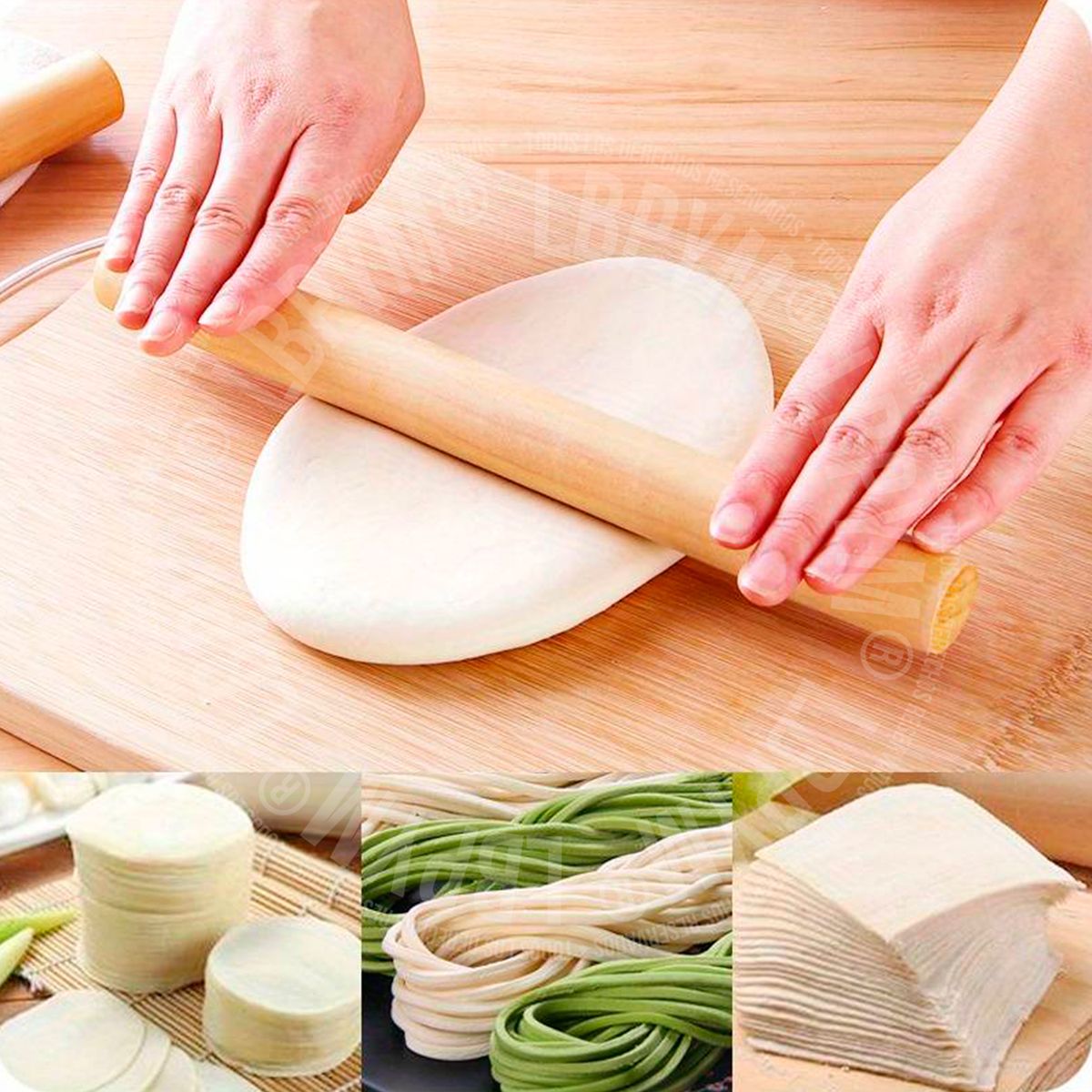 GENERICO - Rodillo en madera 28 cm para amasar panadería pastelería manualidades