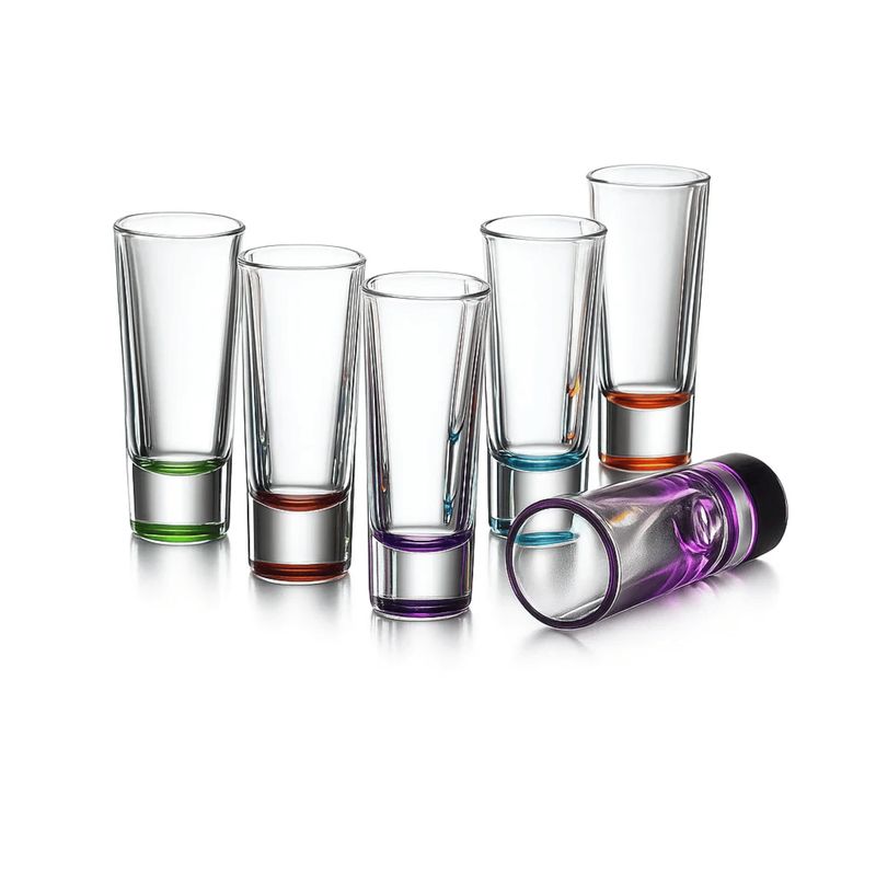 LIBBEY - 6 copas shot de vidrio con fondo de color 59 ml