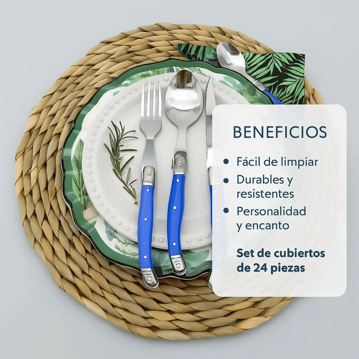 KITCHENWARE - set x 24 cubiertos de mesa Montpellier azul