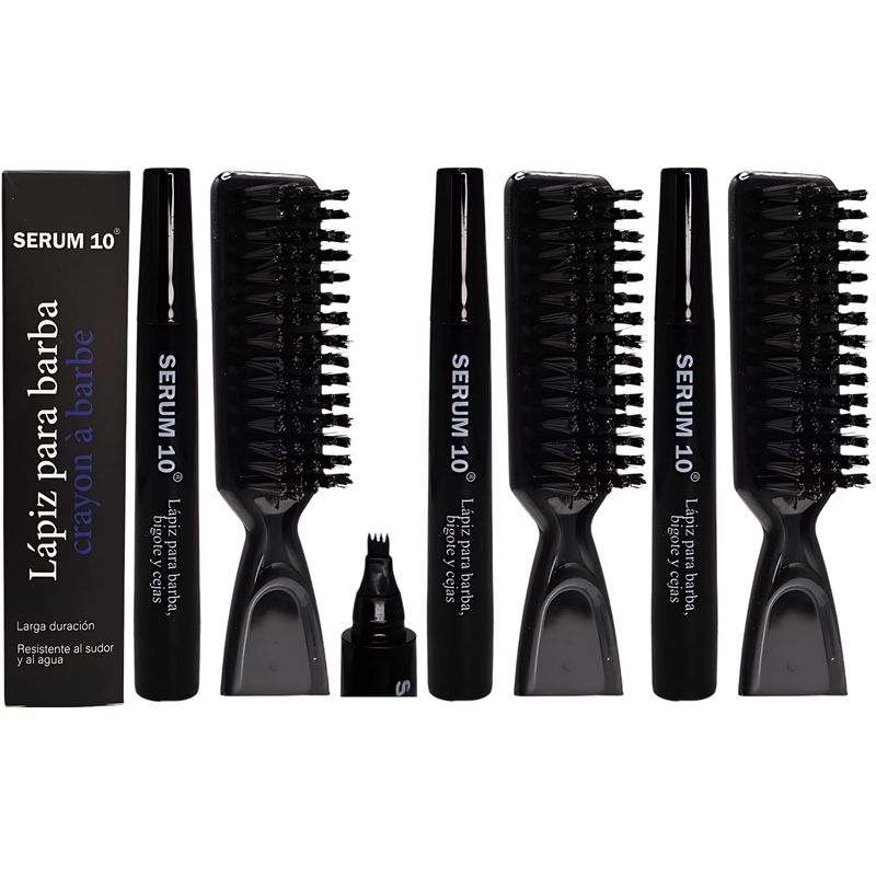 GENERICO - Kit Lapiz De Barba Y Cejas Negro Incluye 3 unidades