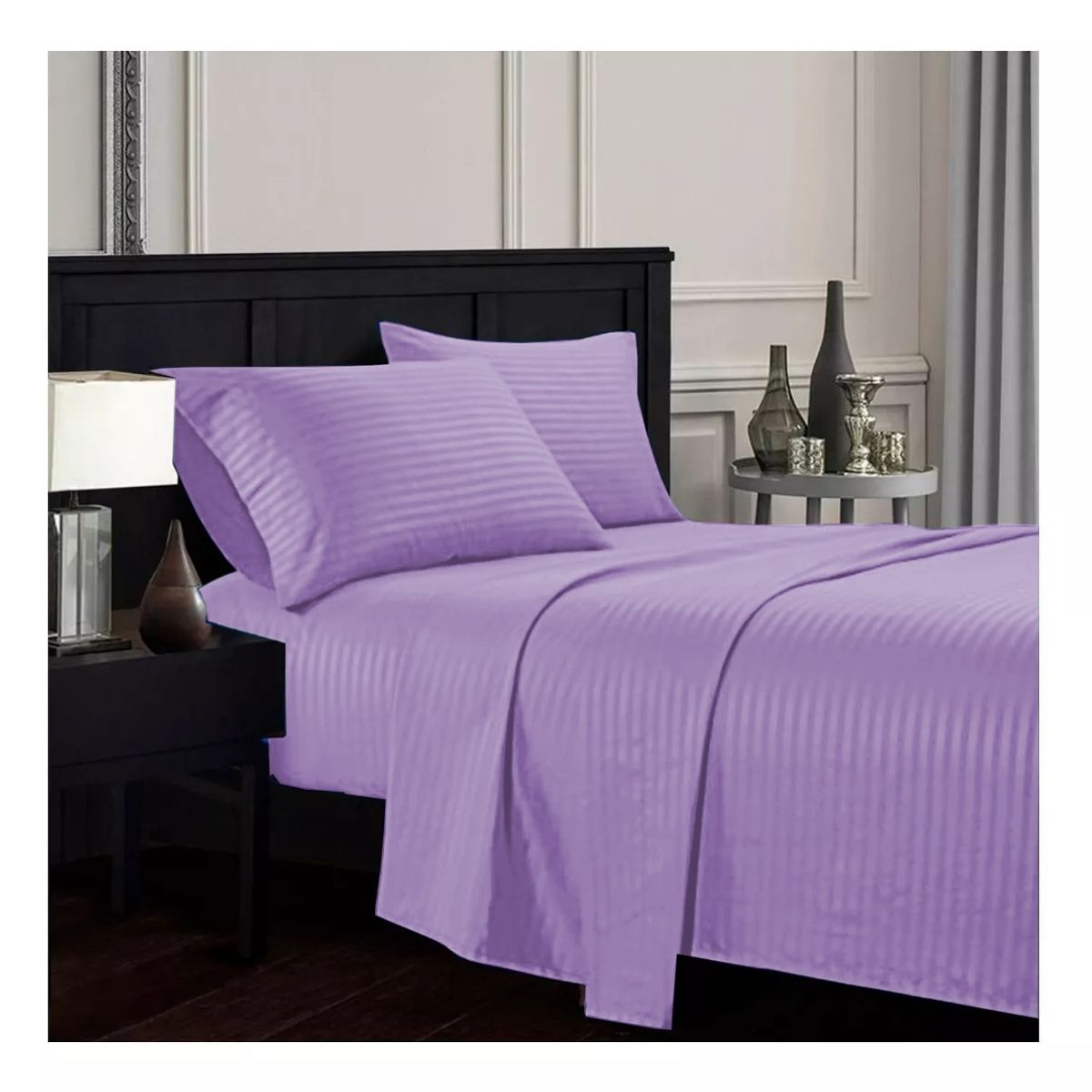 GENERICO - Juego De Sabanas Doble 30cm LILA - Planchado Permanente 600h