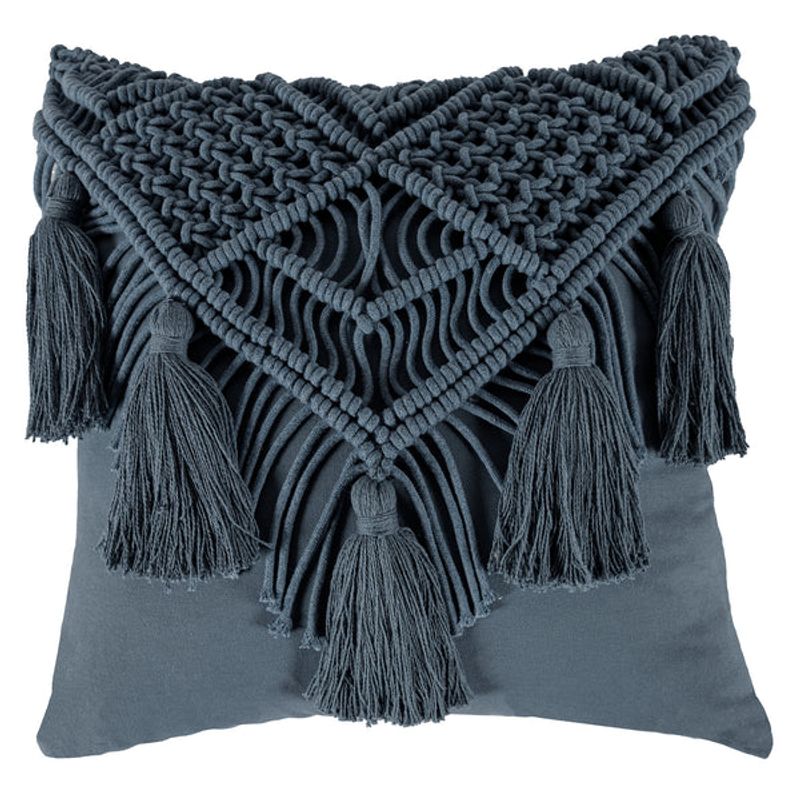 VIANNEY - Funda De Cojín Macrame Indigo de Algodón Vianney