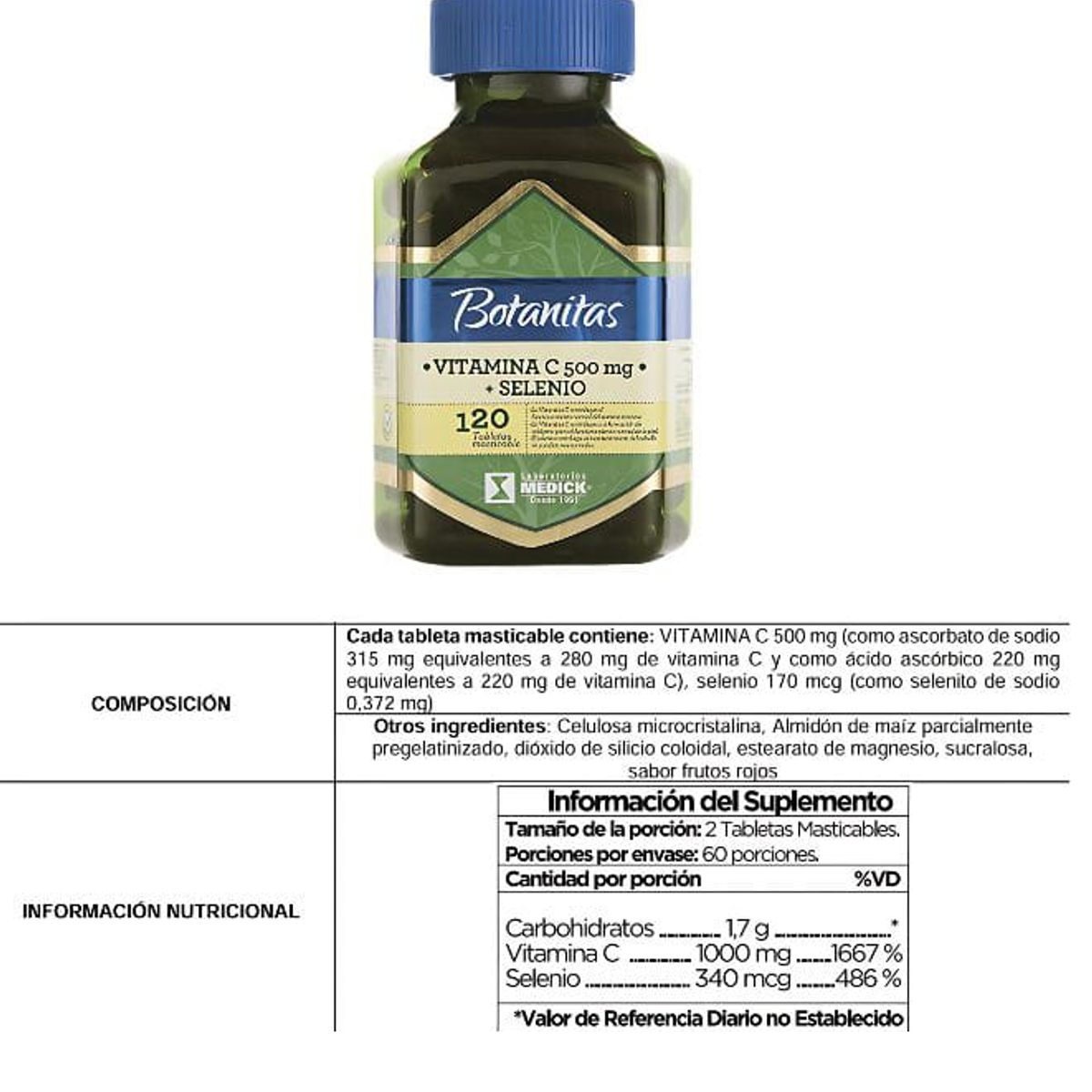 GENERICO - VITAMINA C 500 MG + SELENIO X 120 TABLETAS