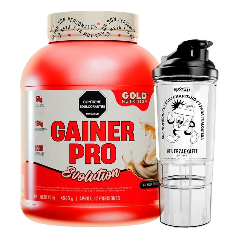 GMN - Proteína Gainer Pro Gold Hipercalórica 10lbs + Shaker Obsequio