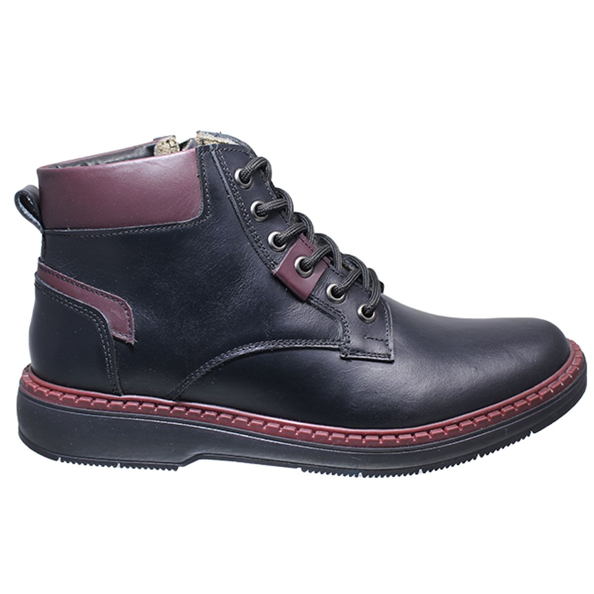 GENERICO - Bota Casual Hombre Cuero De Amarrar y Cremallera