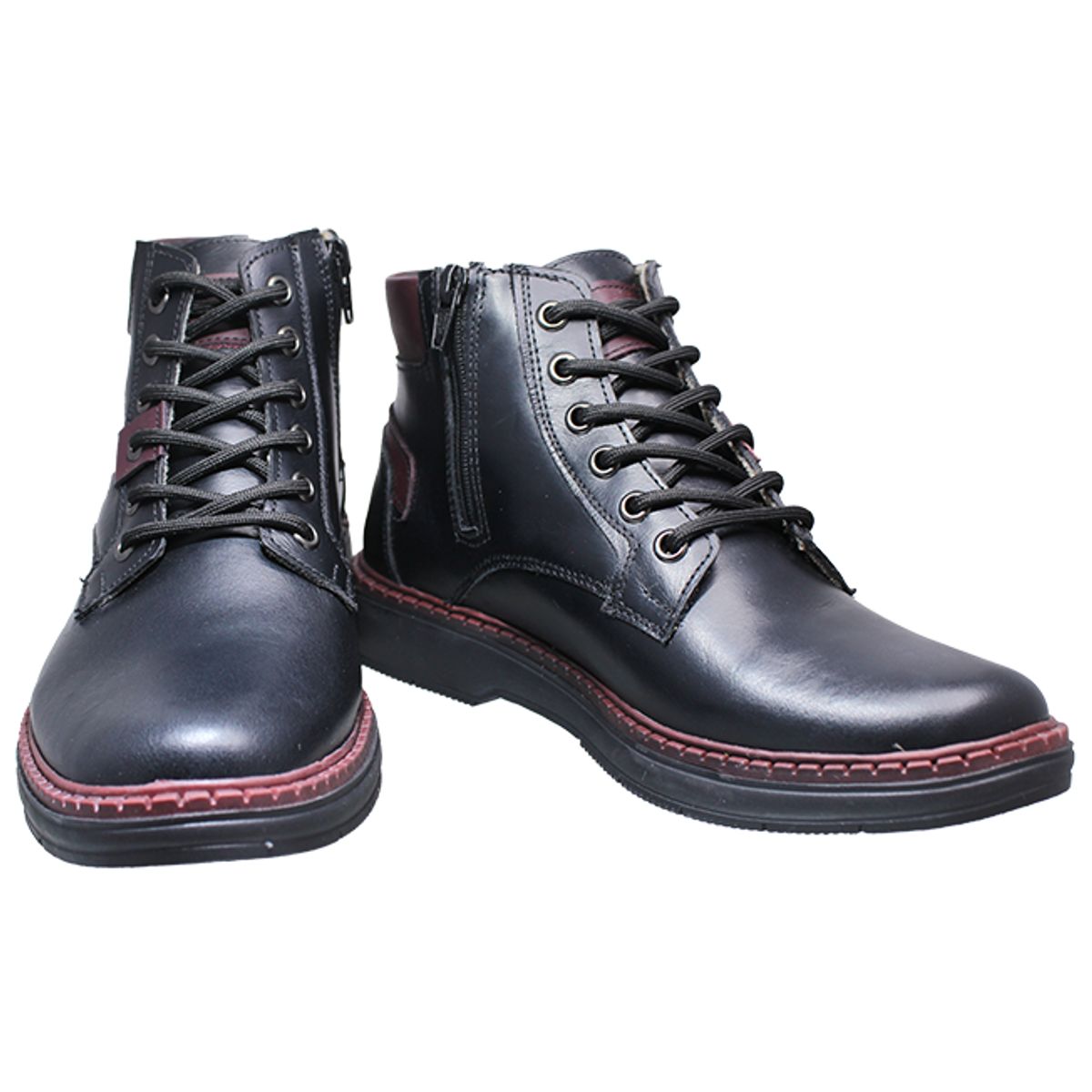 GENERICO - Bota Casual Hombre Cuero De Amarrar y Cremallera