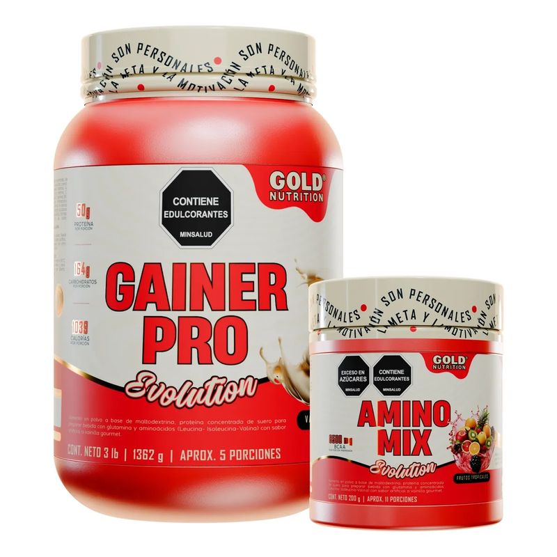 GMN - Proteína Gainer Pro Gold Hipercalórica 3lbs + Aminoacidos