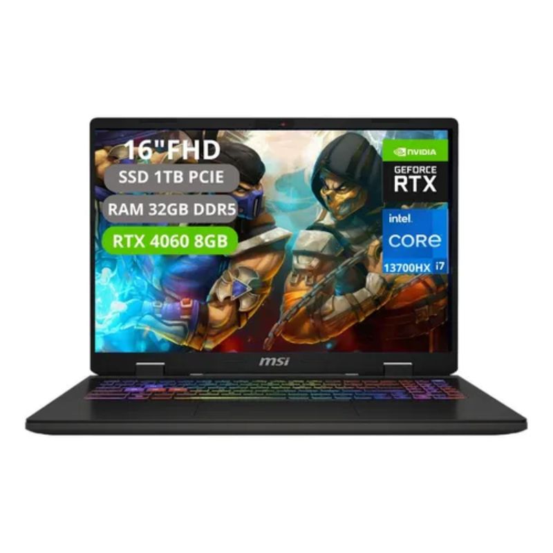 MSI - PORTATIL MSI SWORD 16 HX CORE I7 13700HX RAM 32GB SSD 1TB RTX 4060 8GB 16" FHD