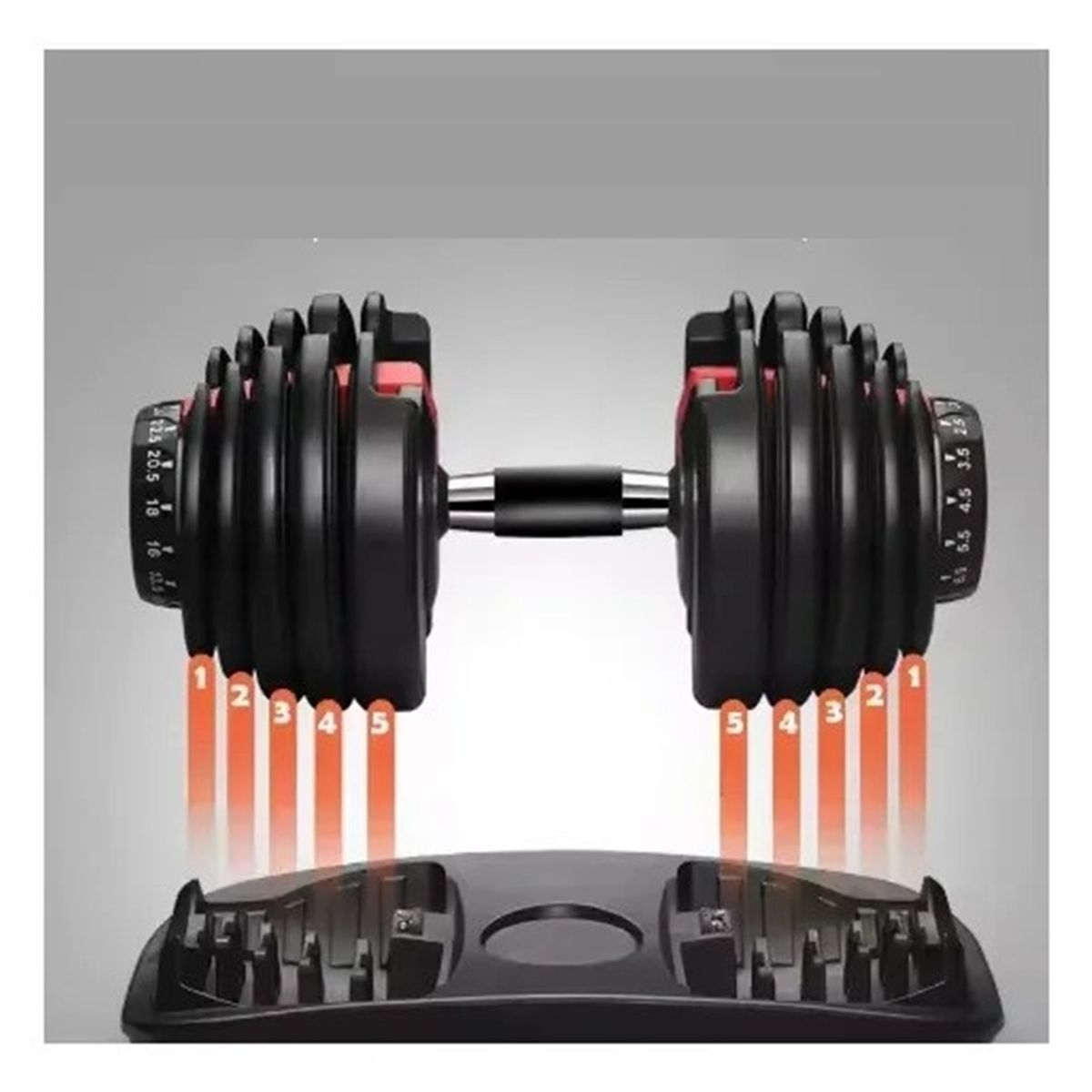 FITNESS - 2 Mancuernas Ajustables Graduable Rápidas Alta Calidad