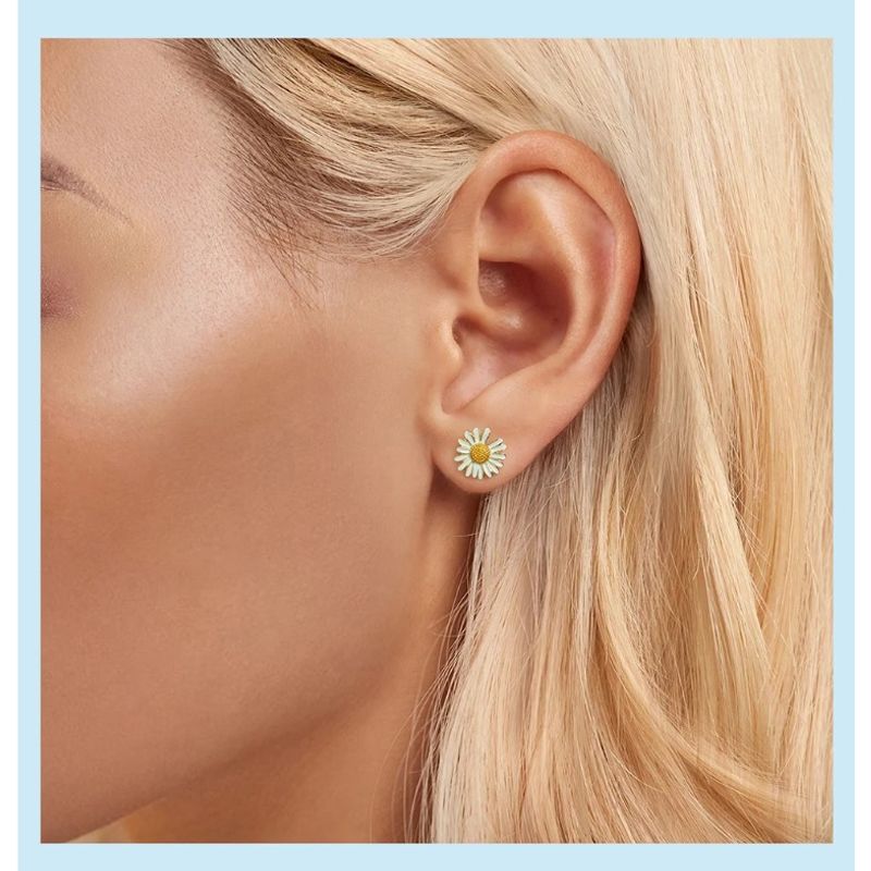 ALHAJAS - Aretes Topos Para Mujer Margaritas Regalo Amor Fabricados En Plata 925