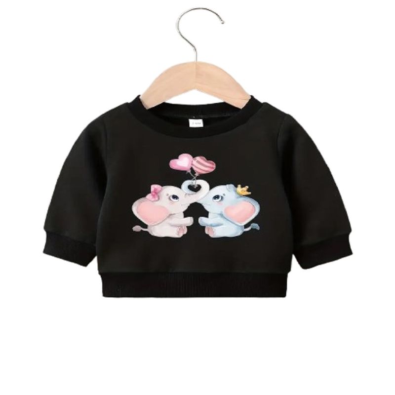 100 - Sueter Negro Con Elefantes