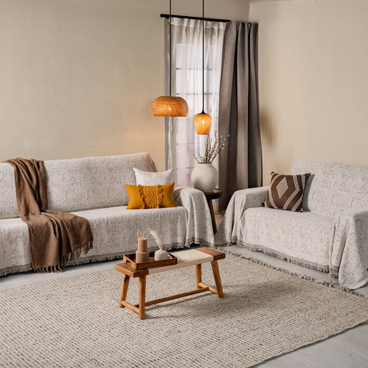 VIANNEY - Cubierta De Sala Latte adaptable 2 puestos Vianney