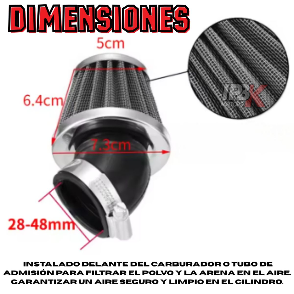 GENERICO - Filtro aire alto flujo moto universal repuesto lujo