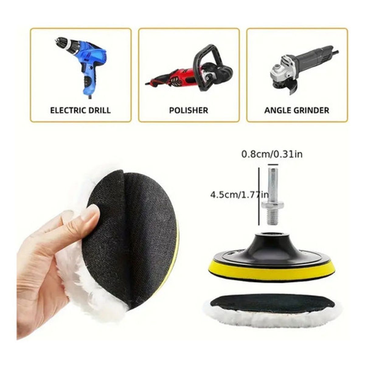 GENERICO - Kit Pomos Lana Felpa Pulir Polichar Brillar Taladro 5 Pcs