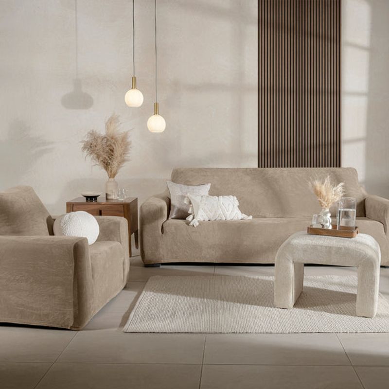 VIANNEY - Funda De Sillón Niza Velvet Latte 2 puestos Vianney