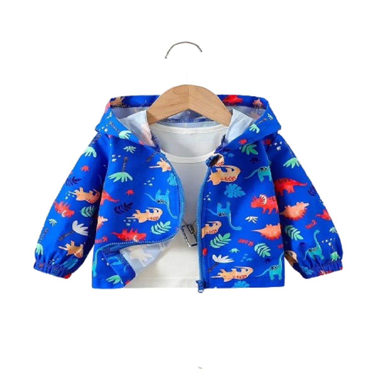 100 - Chaqueta Azul Con Dinosaurios