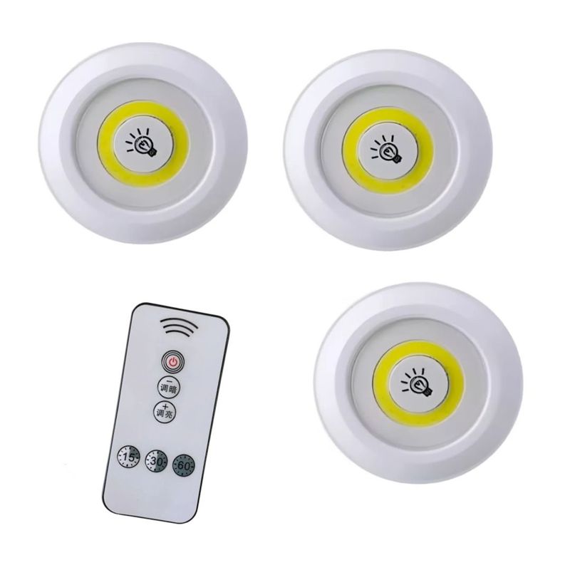 GRUPO B - Lamparas de Luz Led Adhesivas Inalámbricas con Control Remoto Set X 3