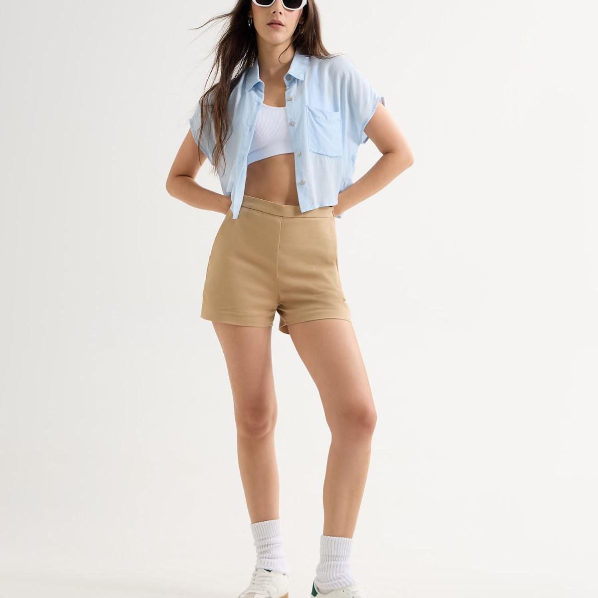 SEVEN SEVEN - Short Casual Con Bolsillos  Para Mujer Beige Seven Seven